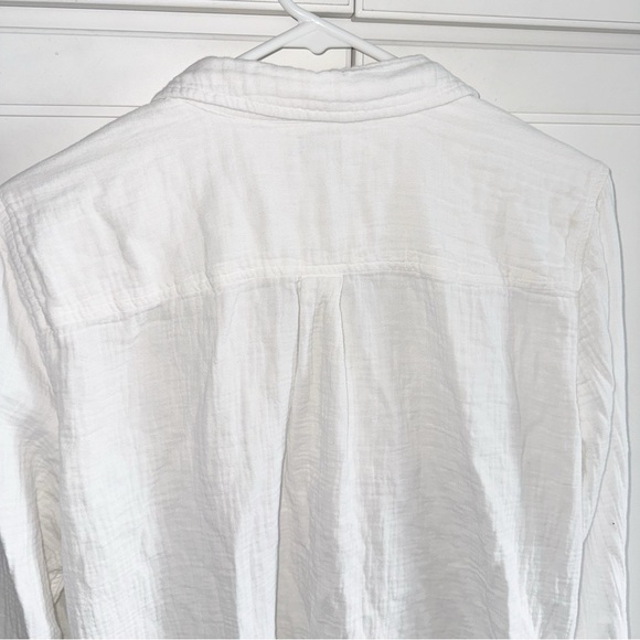 J. Crew Gauze White Button-Up Shirt Large Capsule Wardrobe Classic Minimalist - Picture 10 of 14